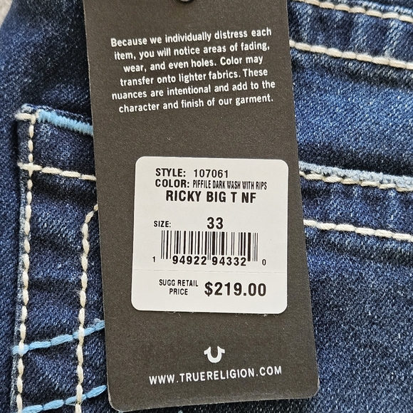 NWT!!! RICKY BIG T NF RELAXED STRAIGHT JEAN, SIZE W33 - Picture 4 of 10